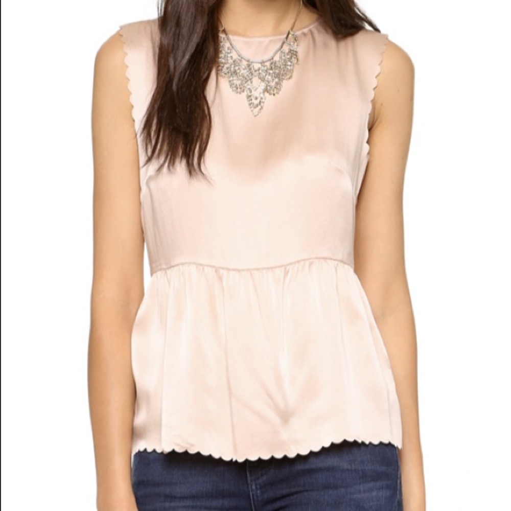 Madewell Silk Scallop Peplum Top
